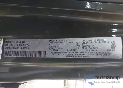 2022 Jeep Gladiator Sport S 4X4 from USA, damaged, VIN 1C6HJTAG8NL133759